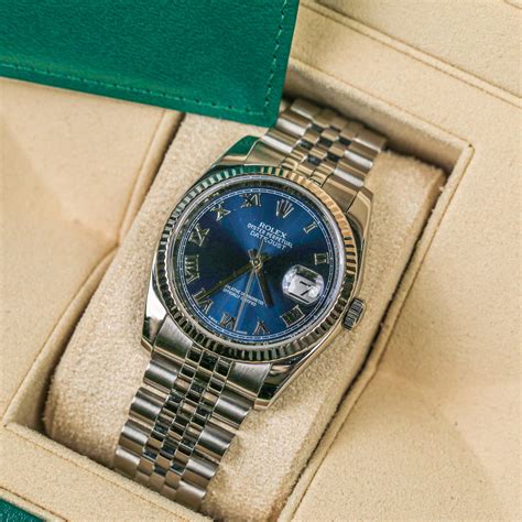 rolex datejust usato quadrante blu|Rolex Datejust 36 16234 Blue Roman Year 1998 .